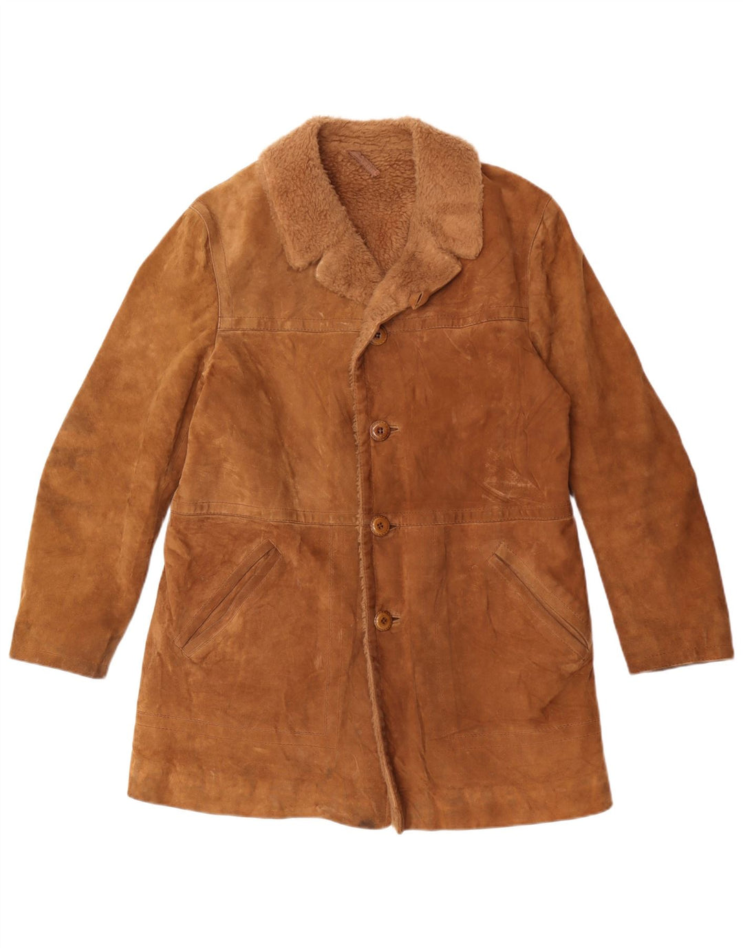 Anfor Veste en Daim Sherpa Homme IT 48 Cuir Marron Moyen