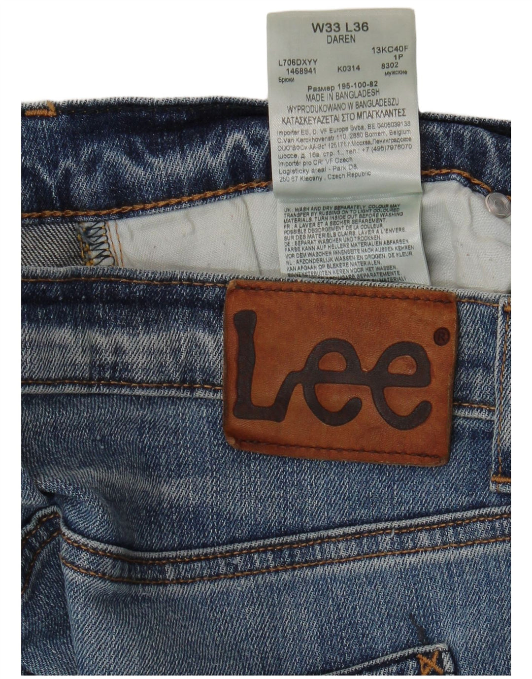 LEE Jean Slim Daren Homme W33 L36 Bleu Coton