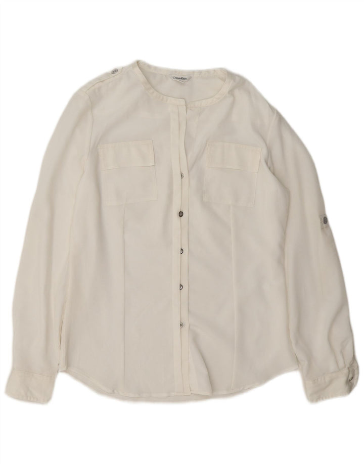 Calvin Klein Chemise militaire pour femme UK 10 Small Blanc