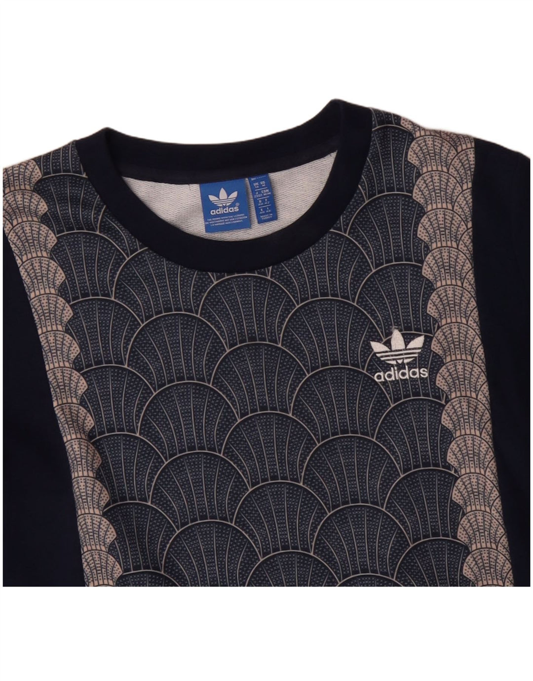 ADIDAS Sweat-shirt graphique pour femme UK 14 Bleu marine moyen géométrique