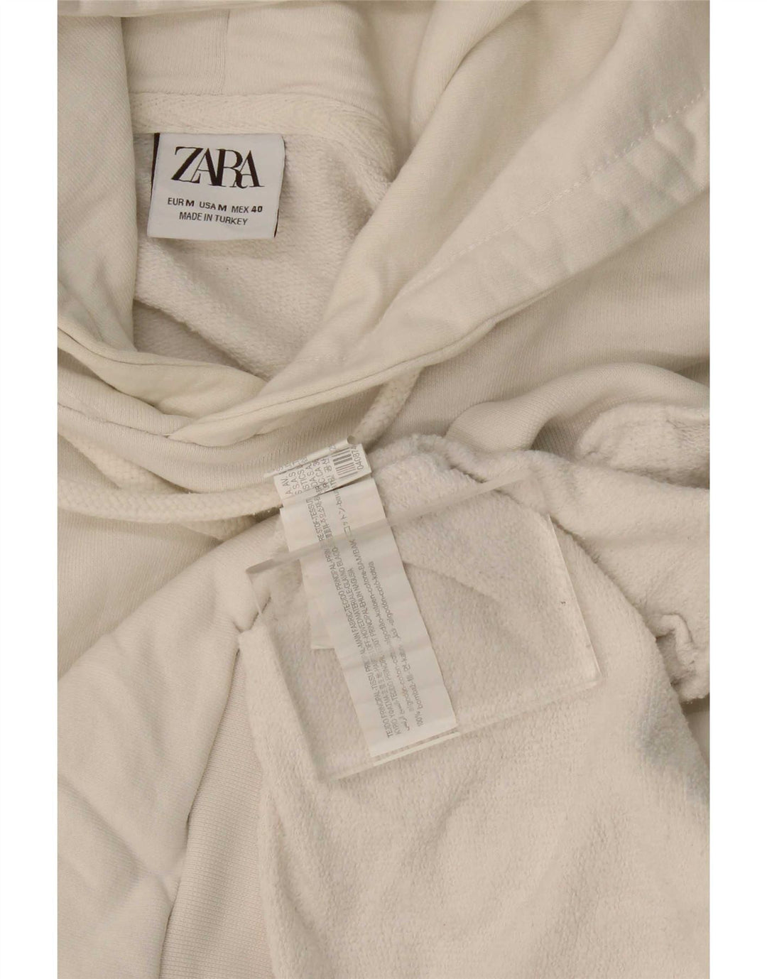 Zara Pull à capuche pour homme en coton blanc moyen