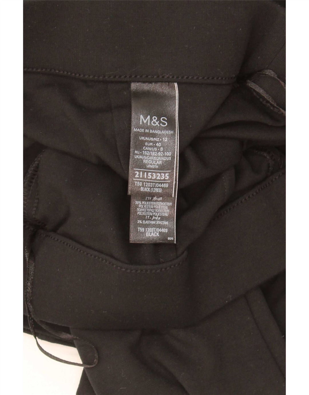 Marks & Spencer Pantalon décontracté bootcut pour femme UK 12 Medium W30 L29 Noir