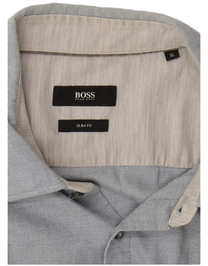 HUGO BOSS Mens Slim Fit Shirt XL Blue Check