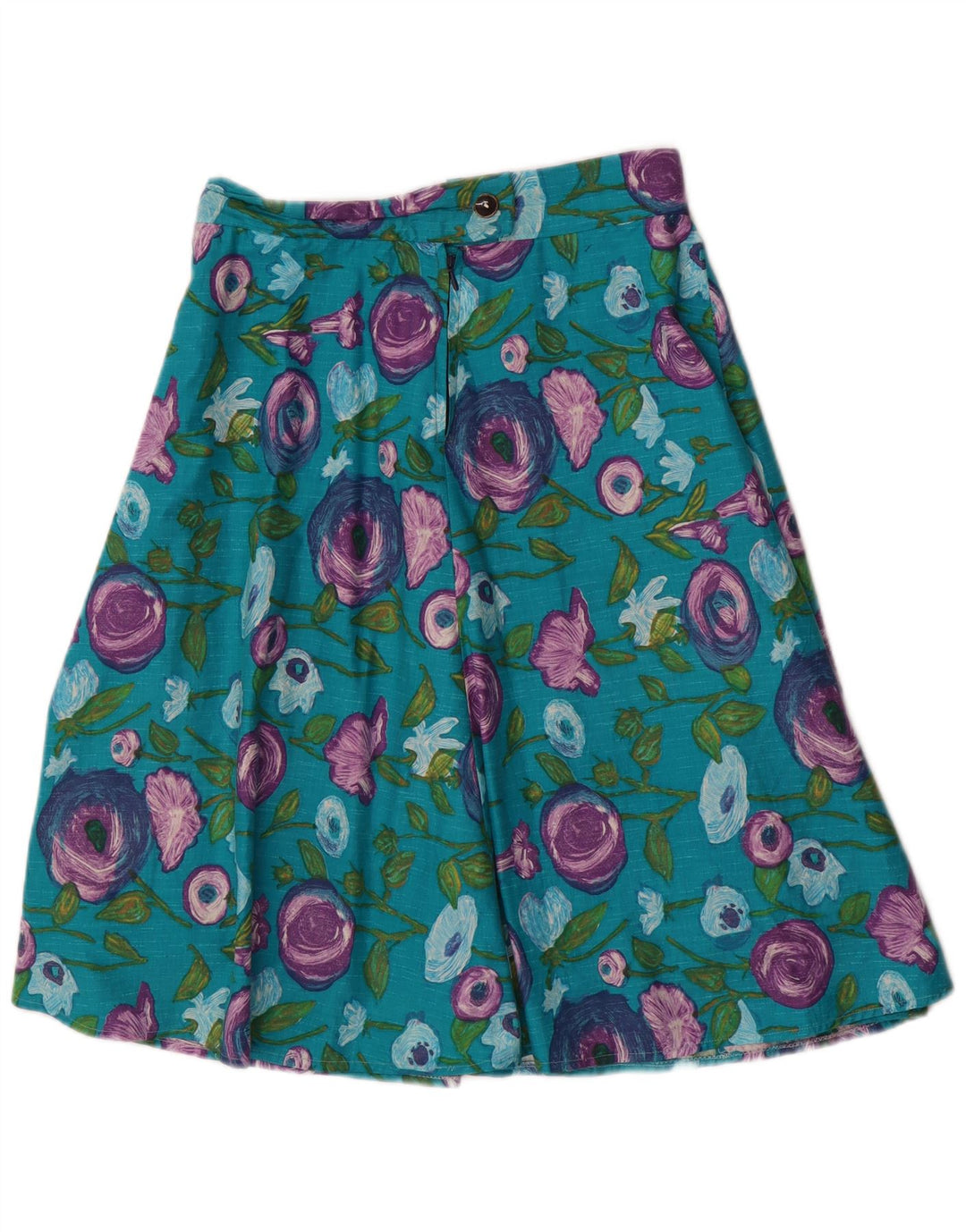 VINTAGE Jupe trapèze femme W28 Bleu moyen floral
