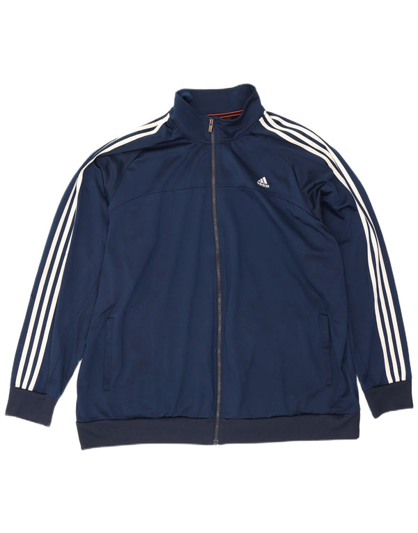 Adidas Veste de survêtement pour homme UK 56/58 3XL Bleu marine rayé en polyester