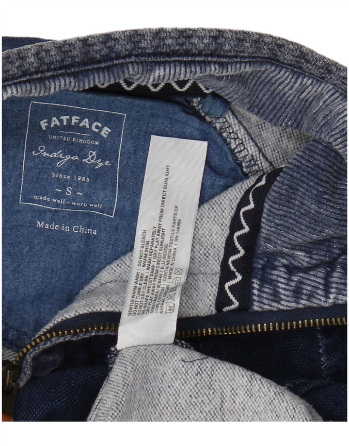 Fat Face Homme Indigo Zip Neck Sweatshirt Jumper Petit Bleu Coton
