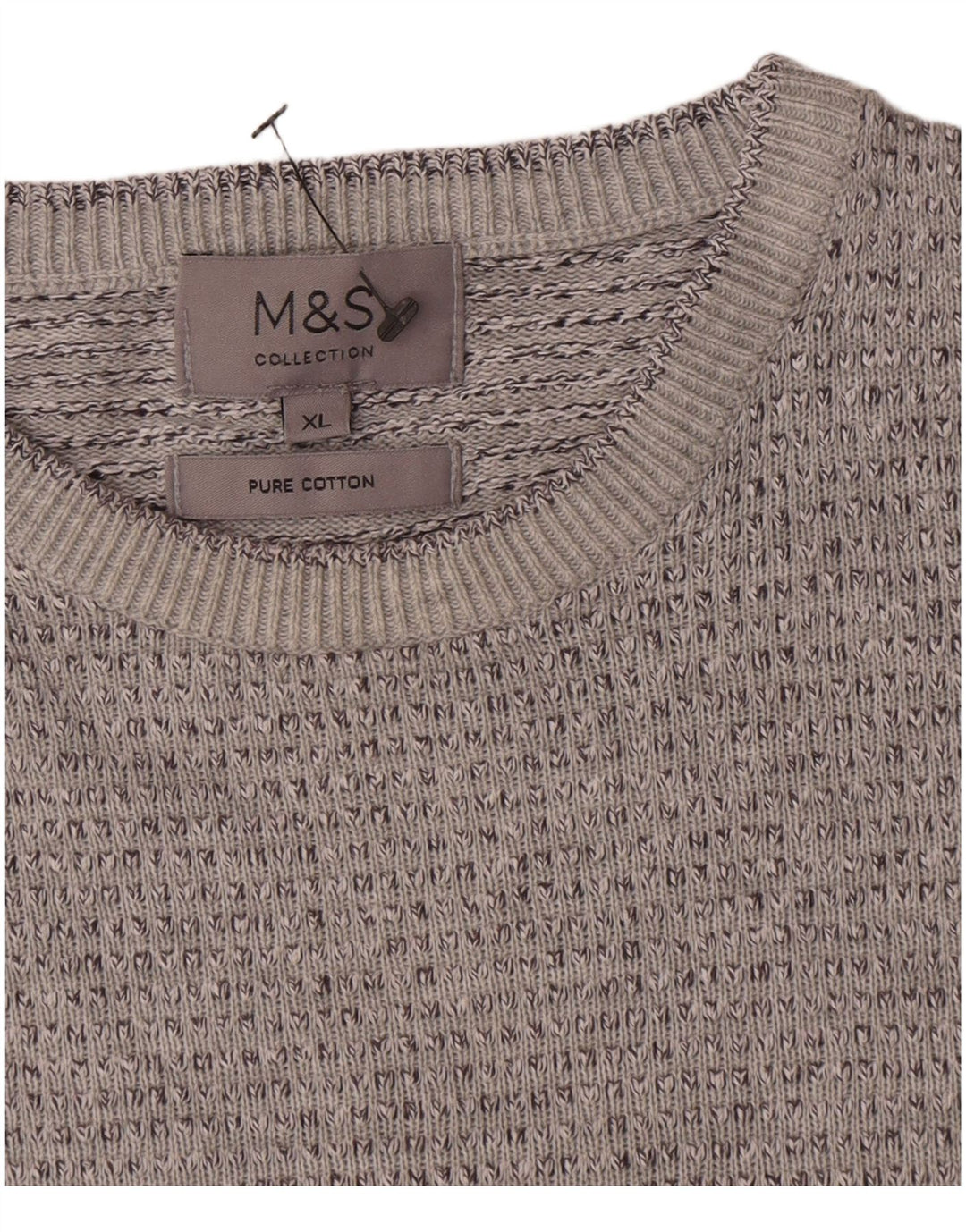 Marks & Spencer Pull col rond pour homme XL en coton moucheté gris