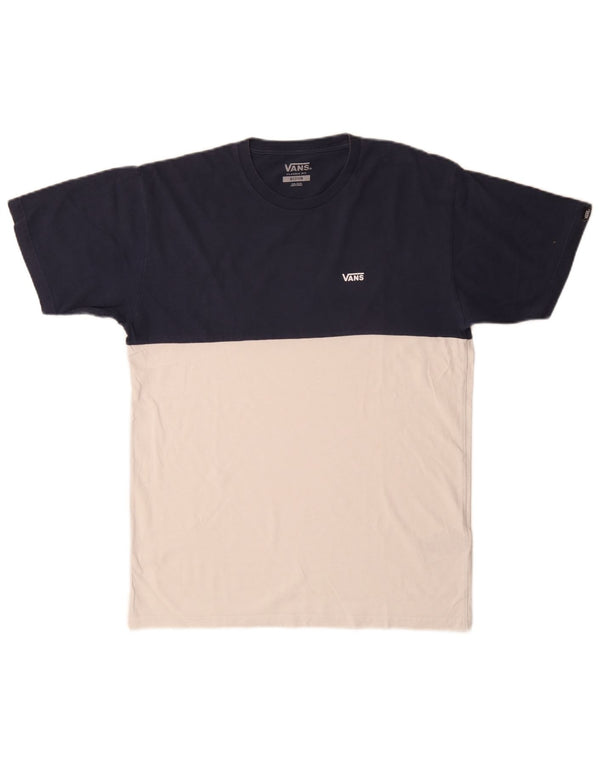 Vans Mens Classic Fit T-Shirt Top Medium Blue Colourblock Cotton