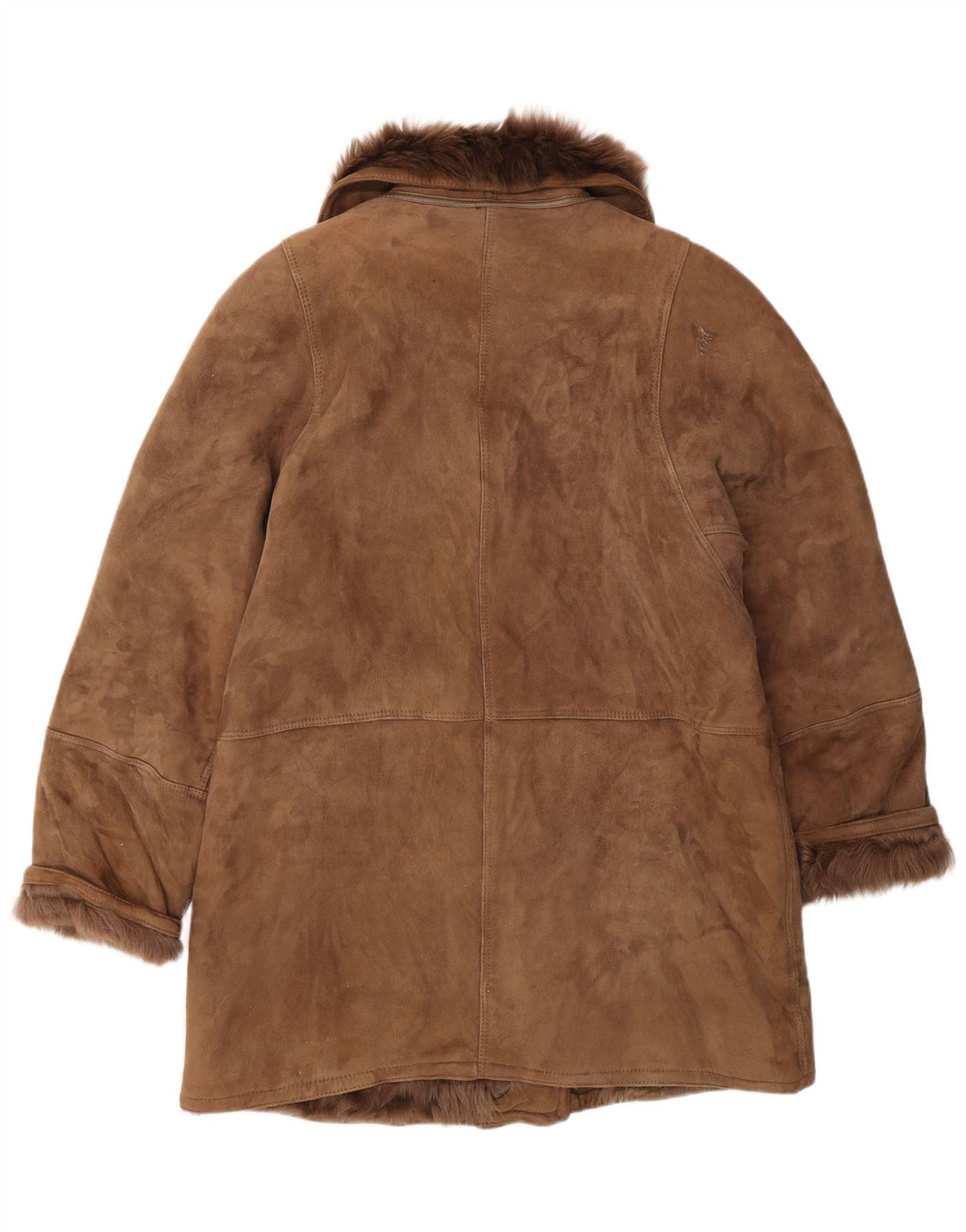 Veste Shearling Femme Vintage IT 46 Grand Marron Classique