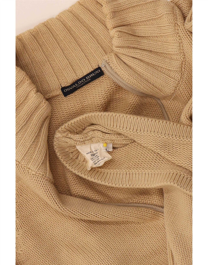 Osvaldo Bruni Pull col zippé homme grand coton beige