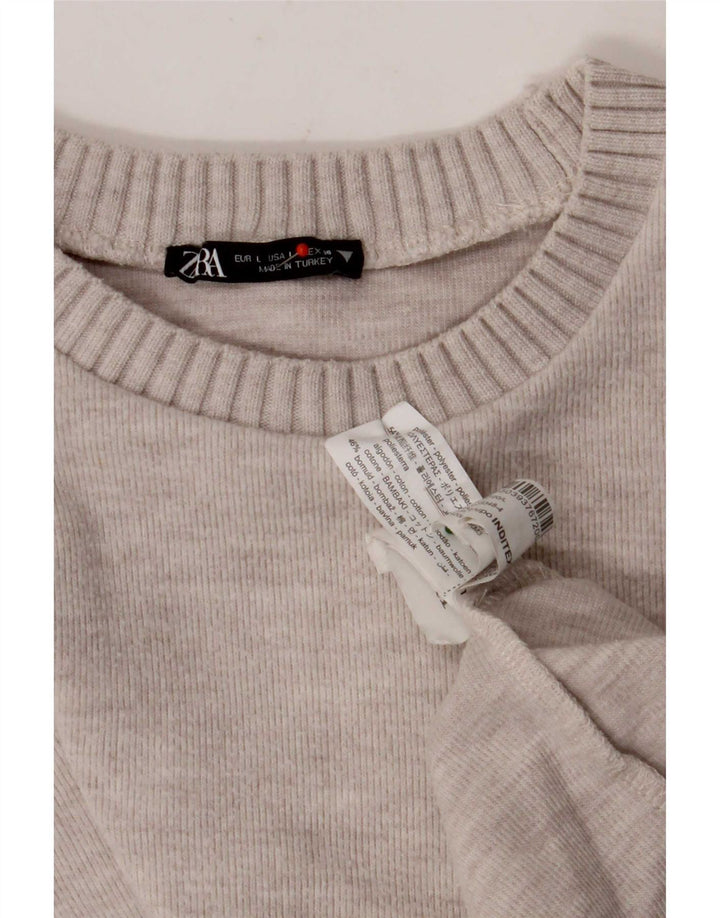 Zara Womens Crop Blouse Top UK 16 Grand Beige Polyester