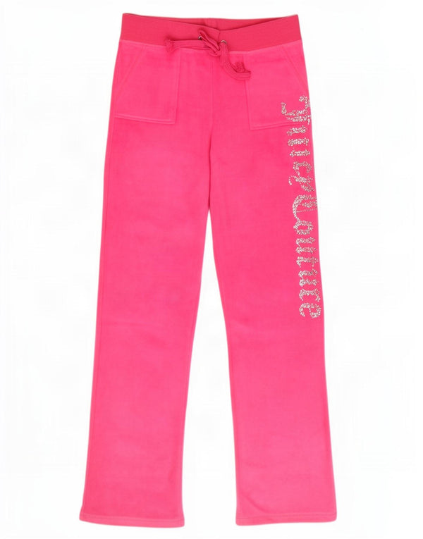 Juicy Couture Pantalon de survêtement en velours graphique pour femme UK 20 2XL Rose