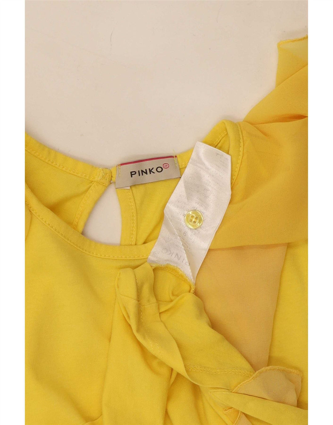 Pinko Femmes Crop Blouse Top UK 8 Petit Jaune Polyester