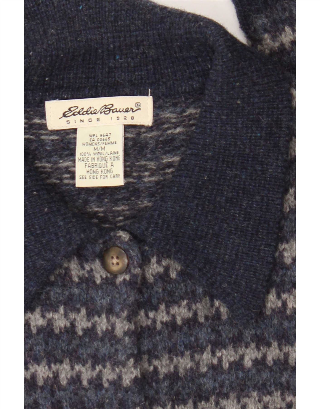Eddie Bauer Cardigan pour femme en laine pied-de-poule bleu marine moyen UK 14
