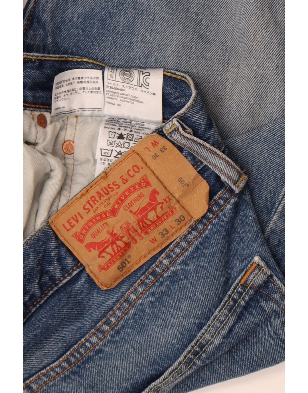 Levi's Jean Droit 501 Homme Bleu W33 L30 Coton