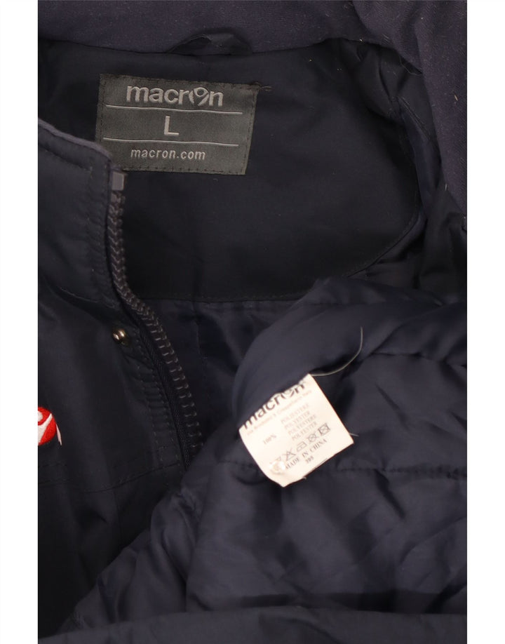 Macron Veste matelassée à capuche graphique pour homme UK 40 Large Bleu marine Polyester