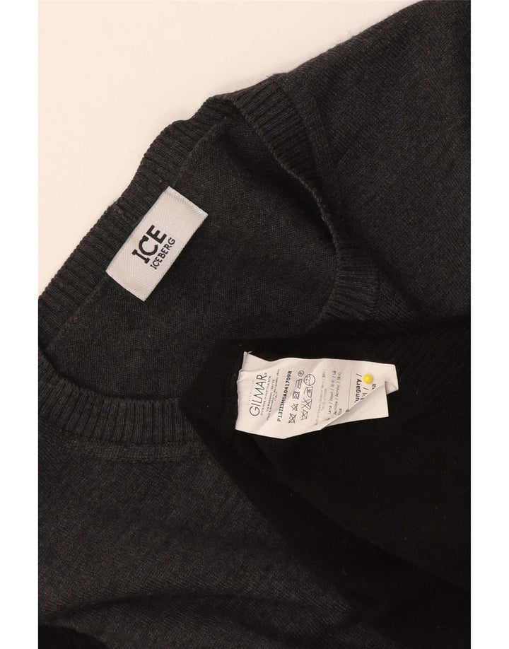 Iceberg Pull à col rond pour homme en laine color block noir moyen