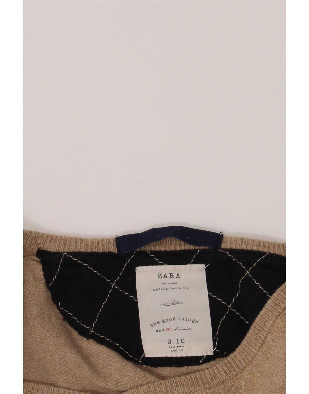 Zara Pull col V garçon 9-10 ans Beige