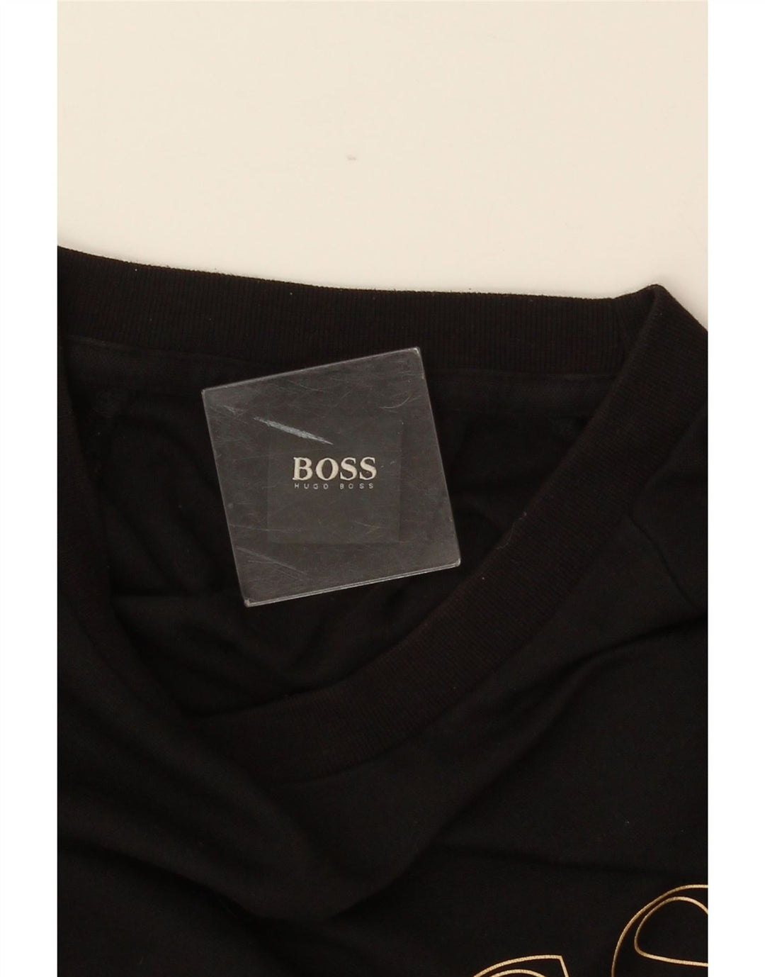 HUGO BOSS Pull Sweatshirt Graphique Homme Noir Moyen Coton