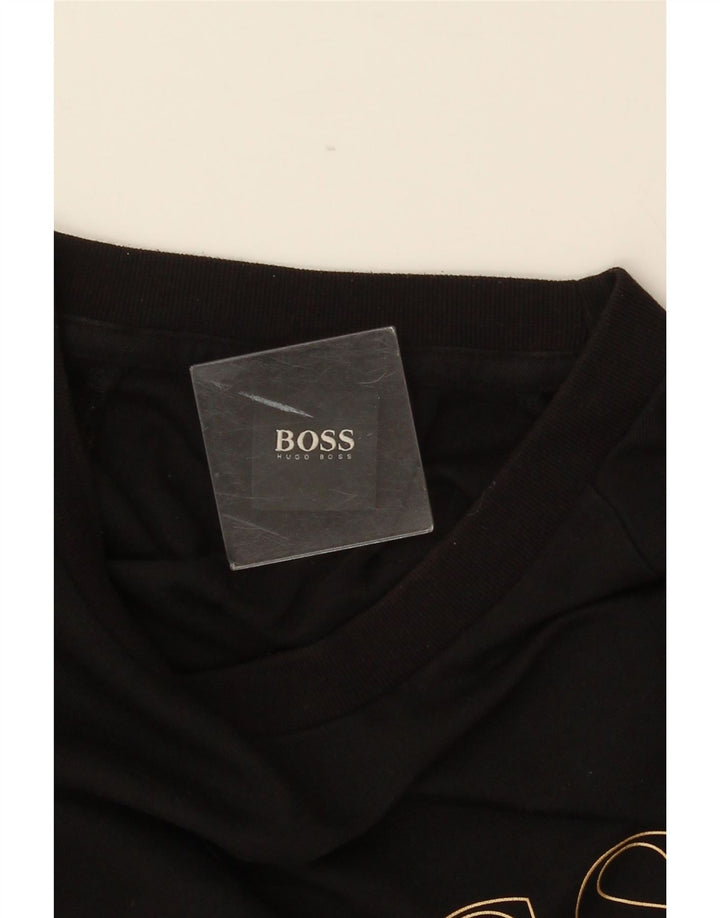 HUGO BOSS Pull Sweatshirt Graphique Homme Noir Moyen Coton