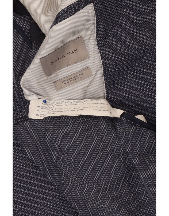 ZARA Veste blazer à 2 boutons pour homme EU 50 Bleu marine moyen Polyester