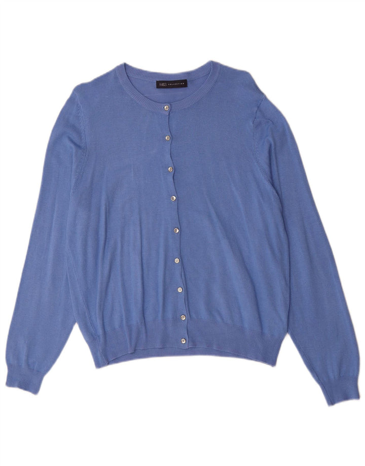 Marks & Spencer Pull Cardigan Femme UK 16 Large Bleu Viscose