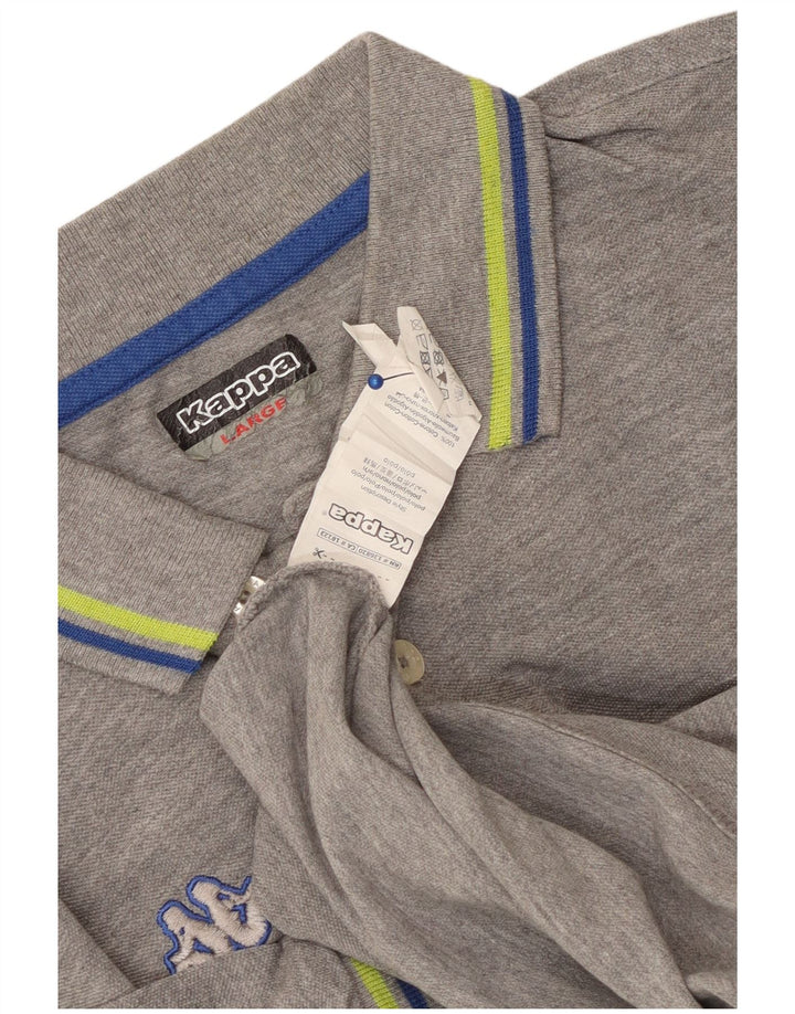 Kappa Polo Homme Large Gris Moucheté Coton