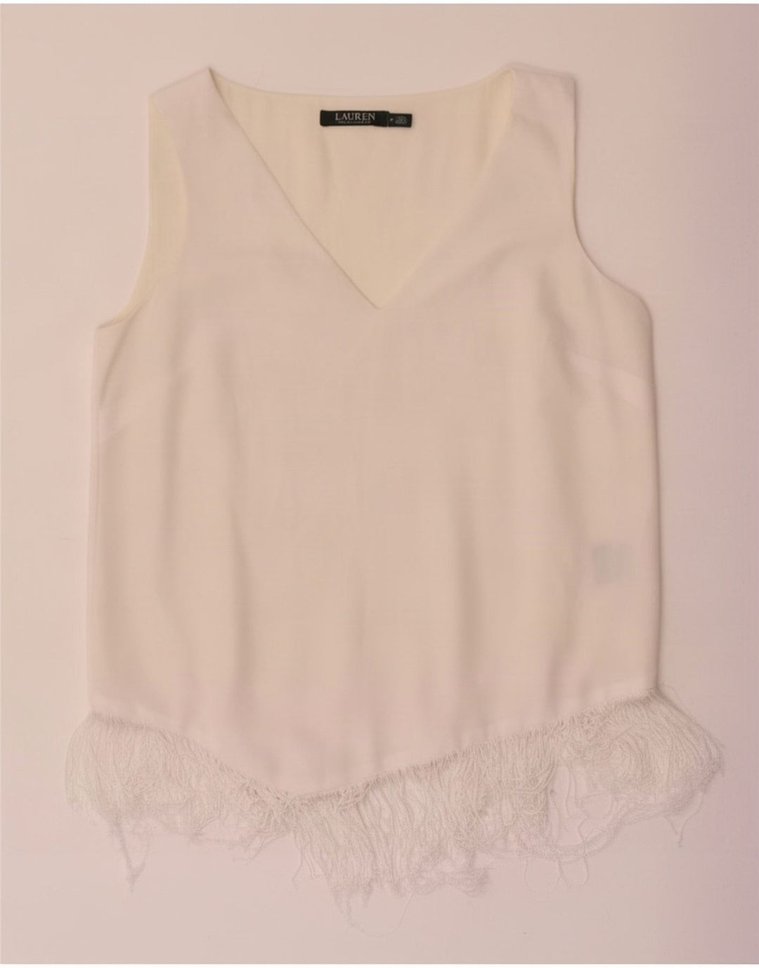 Ralph Lauren Chemisier sans manches pour femme US 6 Polyester blanc moyen