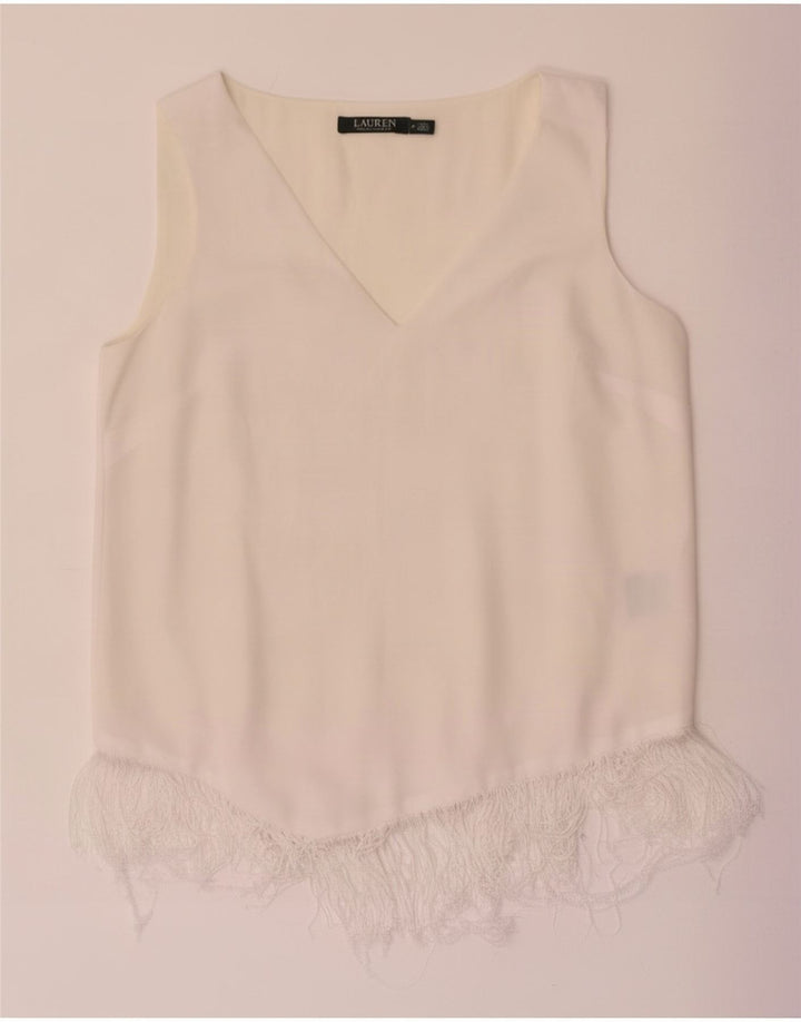 Ralph Lauren Chemisier sans manches pour femme US 6 Polyester blanc moyen