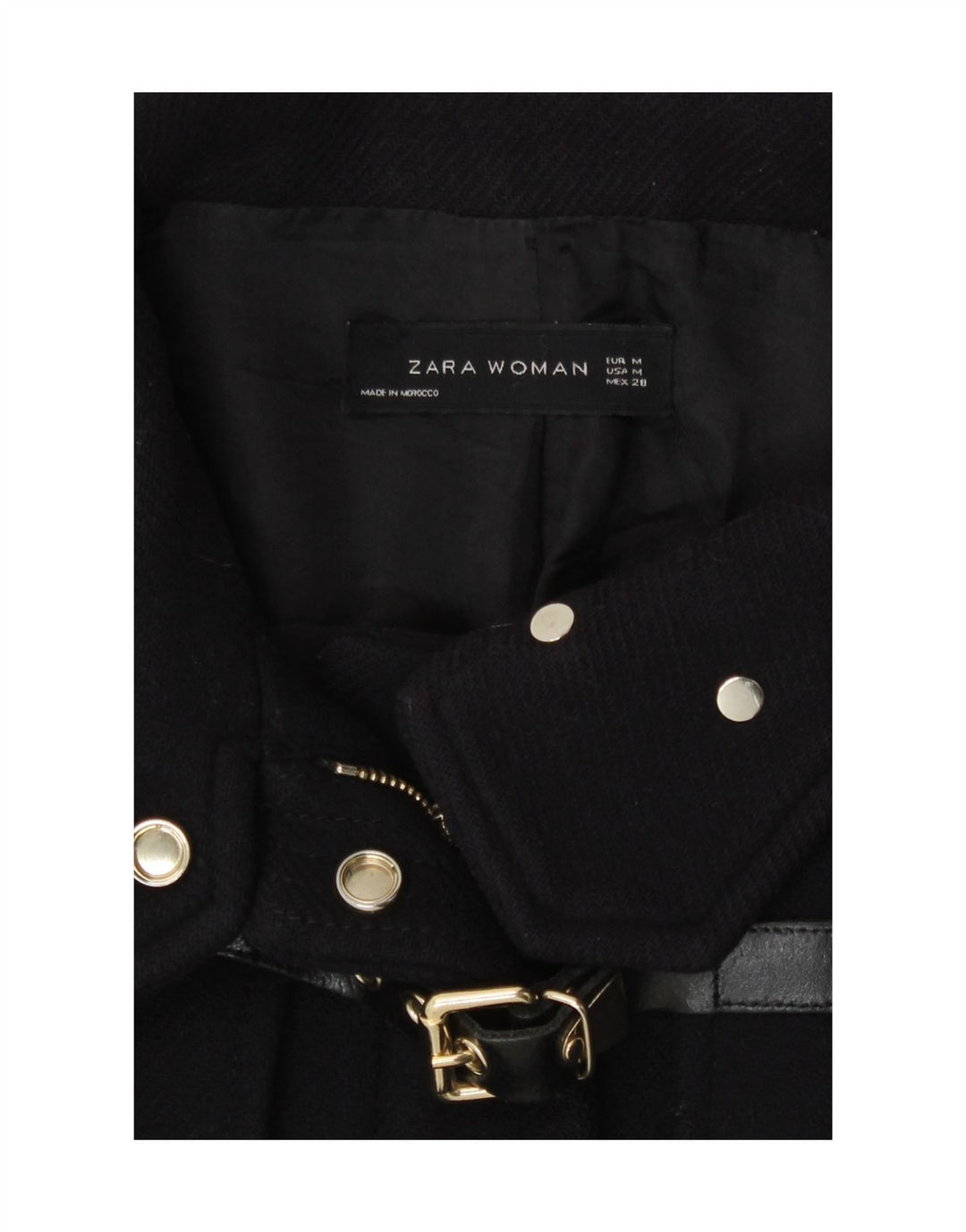 Caban Femme Zara UK 14 Laine Bleu Marine Moyenne