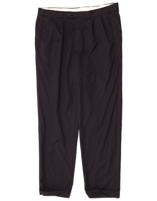 Yves Saint Laurent Mens Suit Trousers EU 54 2XL W38 L34 Navy Blue Pinstripe