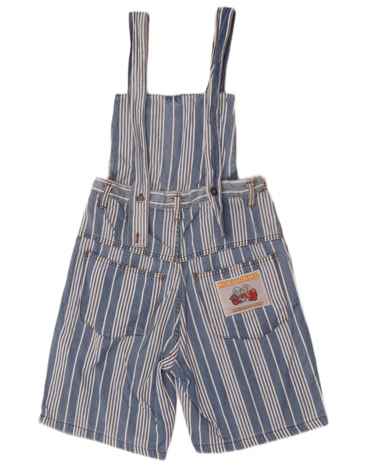 vintage Femme Dungarees Shorts W28 Bleu Moyen Rayé