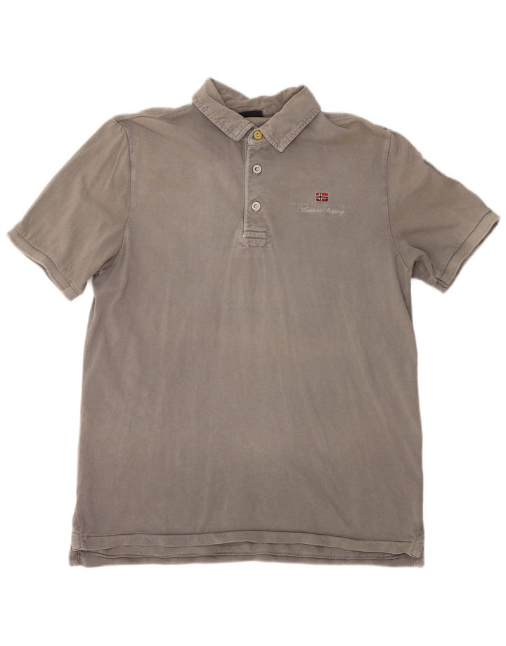 NAPAPIJRI Mens Polo Shirt Large Grey Cotton