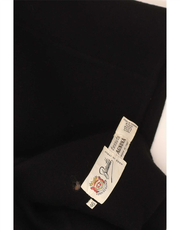 Veste Bomber Femme Vintage IT 46 Grande Laine Noire