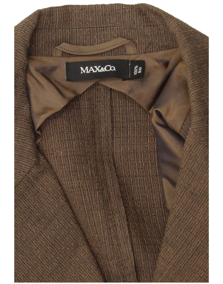 Max & Co. Veste blazer à 2 boutons pour femme UK 14 Lin marron moyen