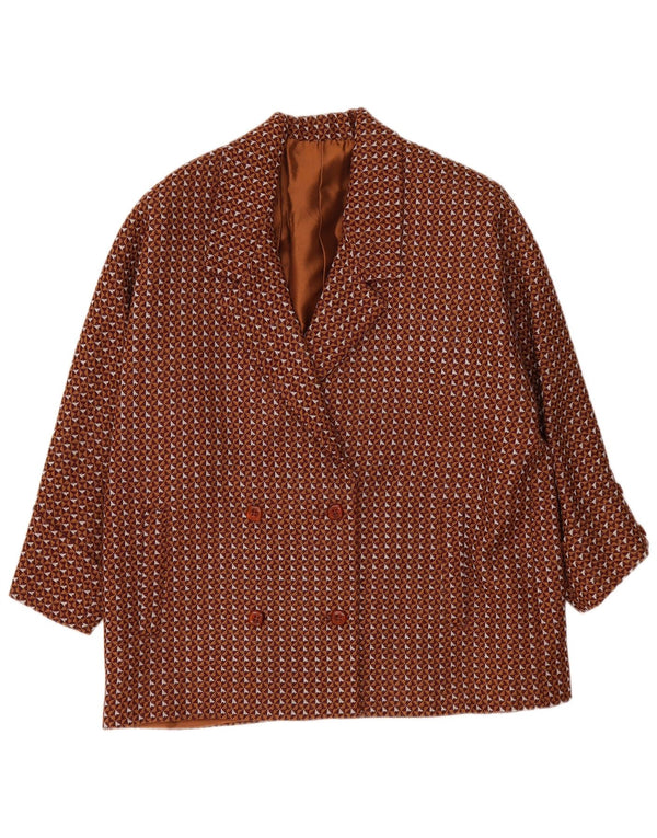Veste Blazer surdimensionnée femme Vintage UK 20 2XL marron géométrique