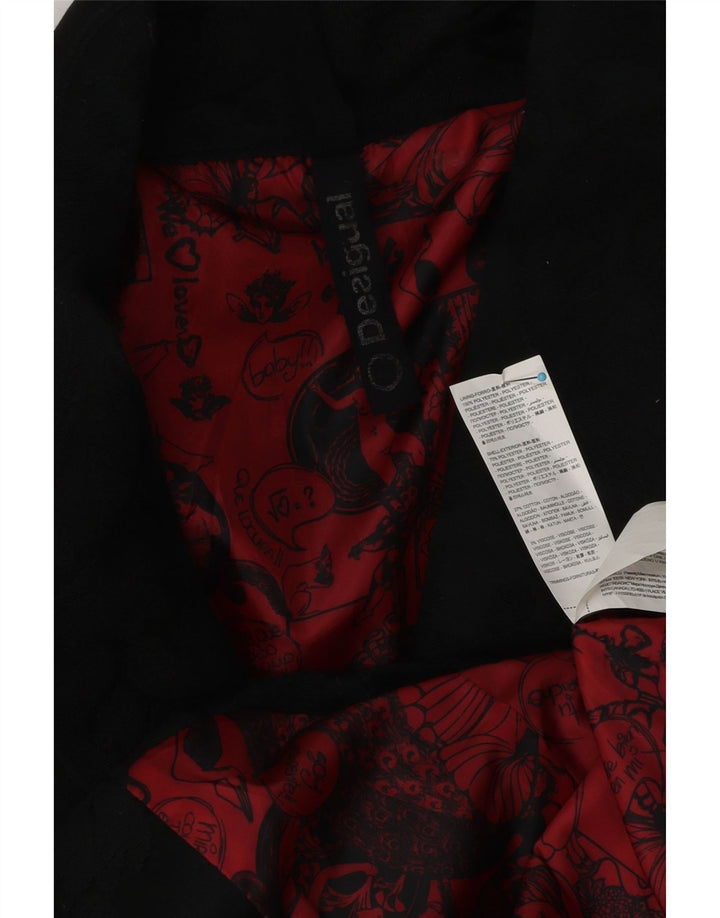 Desigual Femmes Graphique 3 Bouton Blazer Veste EU 46 XL Noir Floral