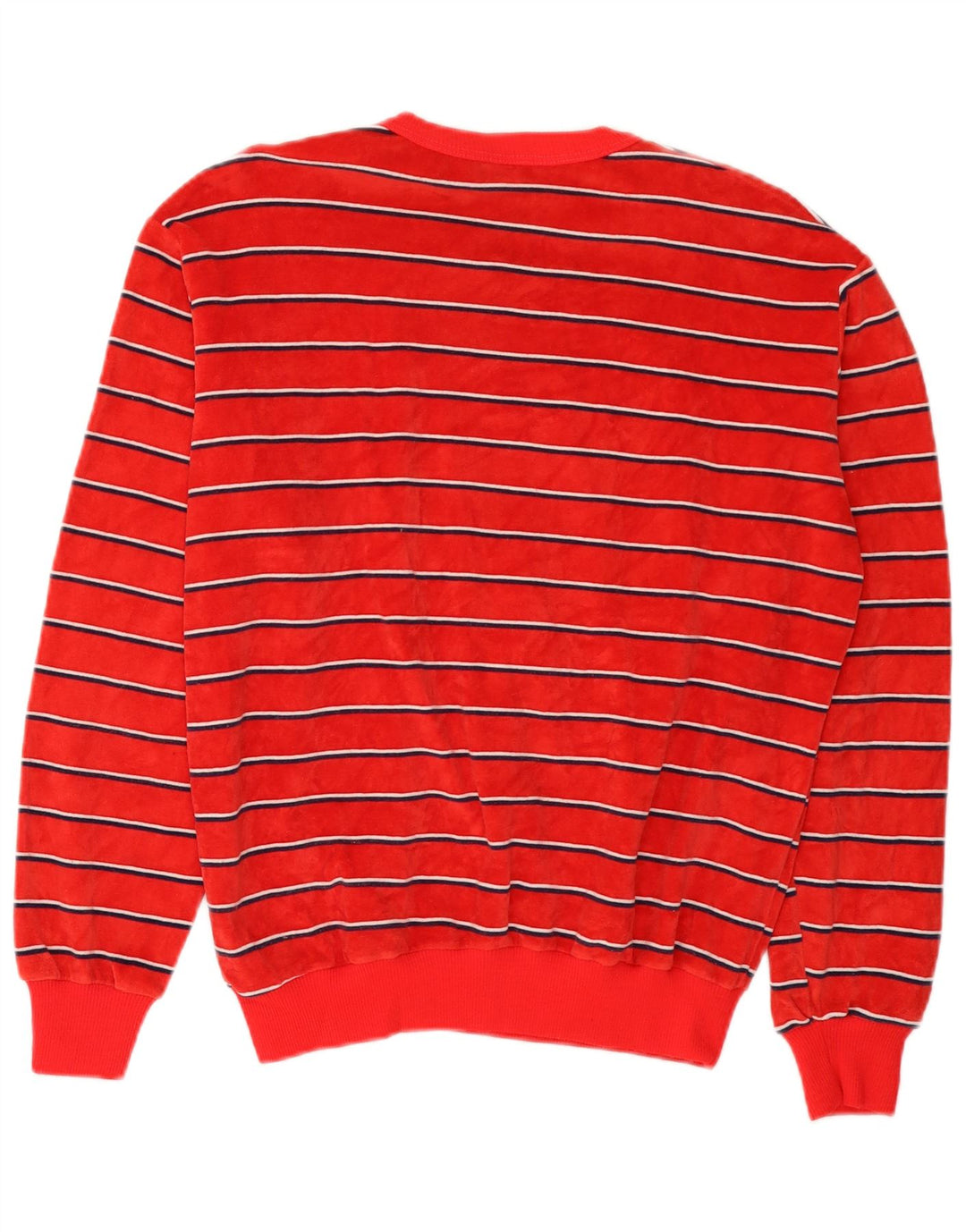 vintage Femme Sweatshirt Jumper UK 18 XL Coton Rayé Rouge