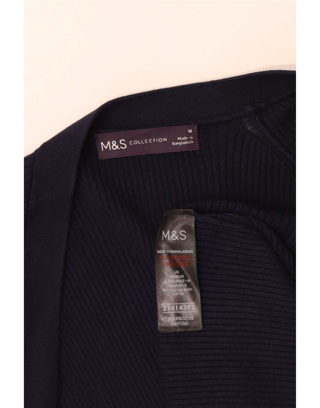 Marks & Spencer Pull cardigan long pour femme UK 14 Bleu marine moyen