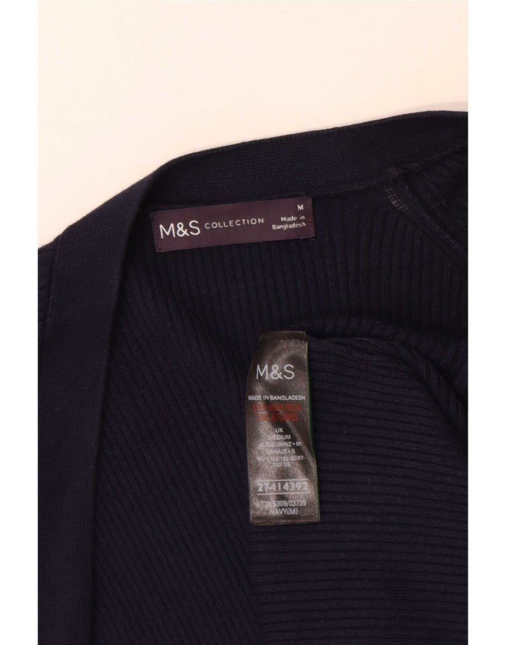 Marks & Spencer Pull cardigan long pour femme UK 14 Bleu marine moyen