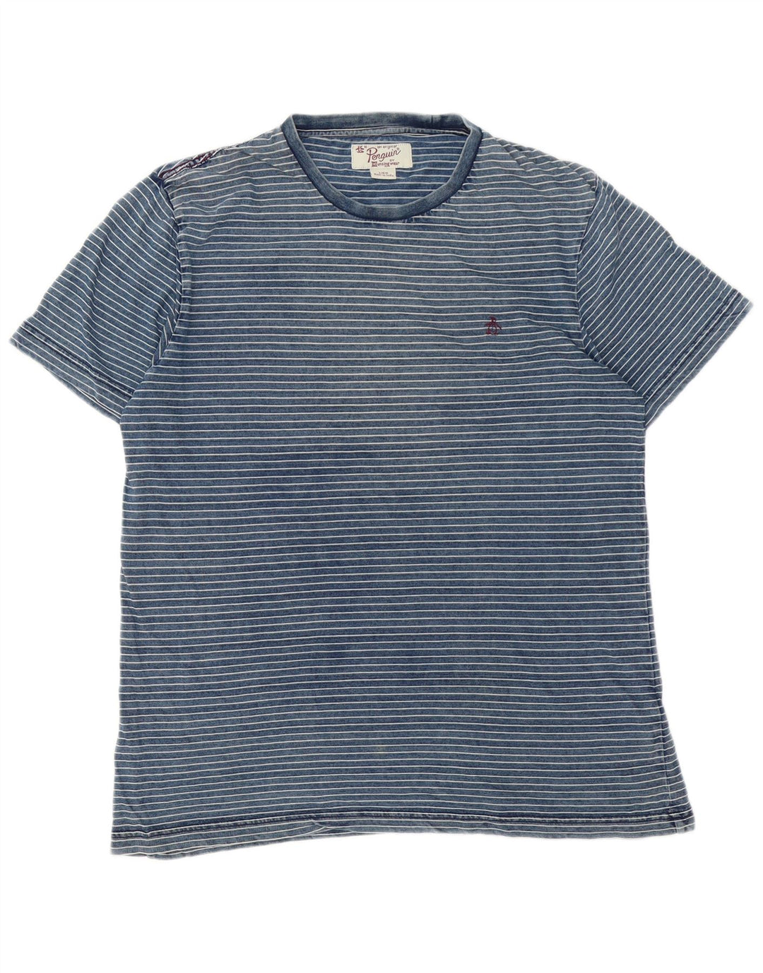 Penguin T-Shirt Homme Haut Large Bleu Rayé Coton