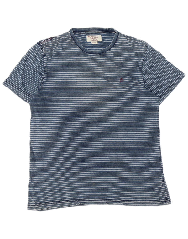 Penguin T-Shirt Homme Haut Large Bleu Rayé Coton