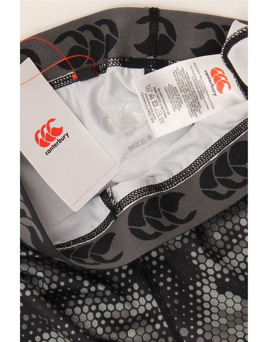 Canterbury Leggings Graphiques Femme UK 8 Petit Polyester Géométrique Noir