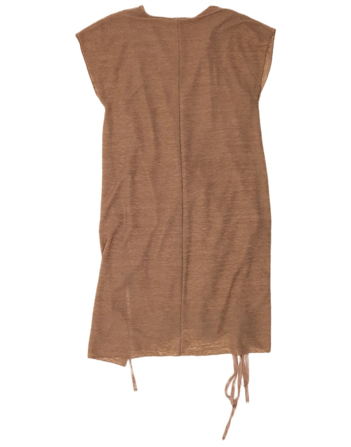 Zara Robe droite pour femme UK 10 Petit Marron Polyester