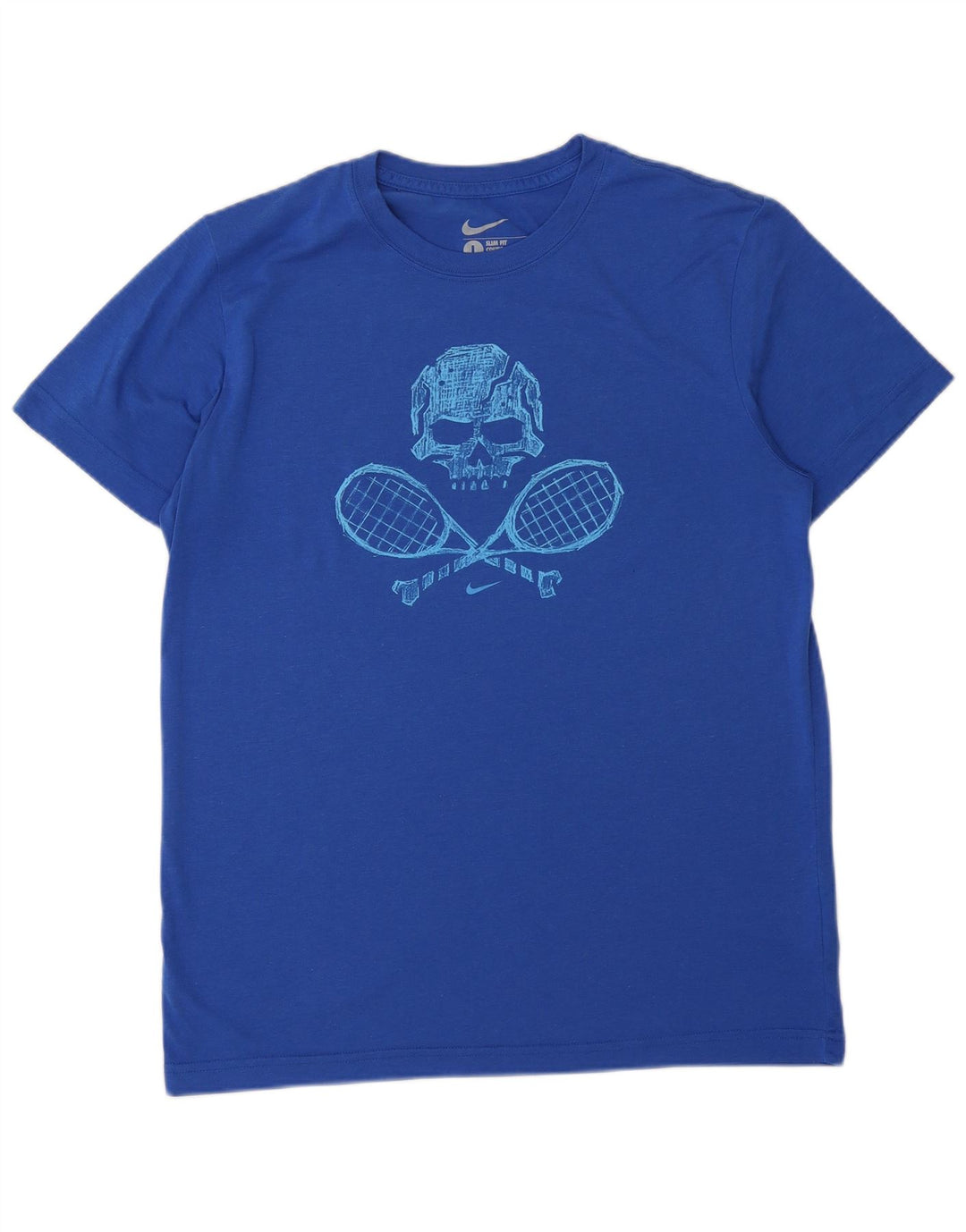 NIKE T-shirt graphique coupe slim pour homme, grand bleu, polyester