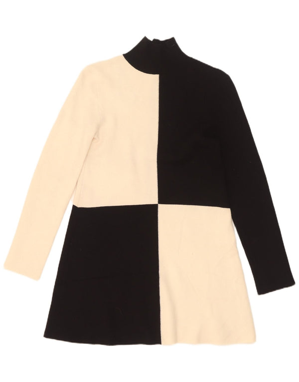 Zara Robe pull à manches longues pour femme UK 8 Small Noir Colorblock Viscose