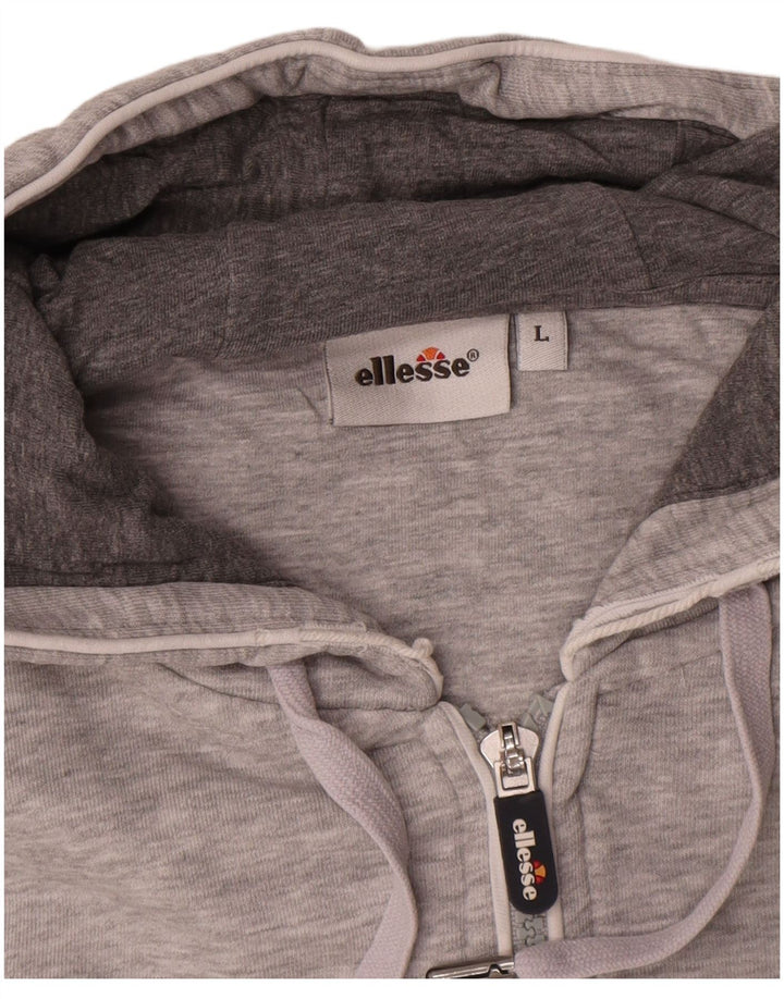 Ellesse Pull à capuche zippé graphique pour hommes, grand coton gris