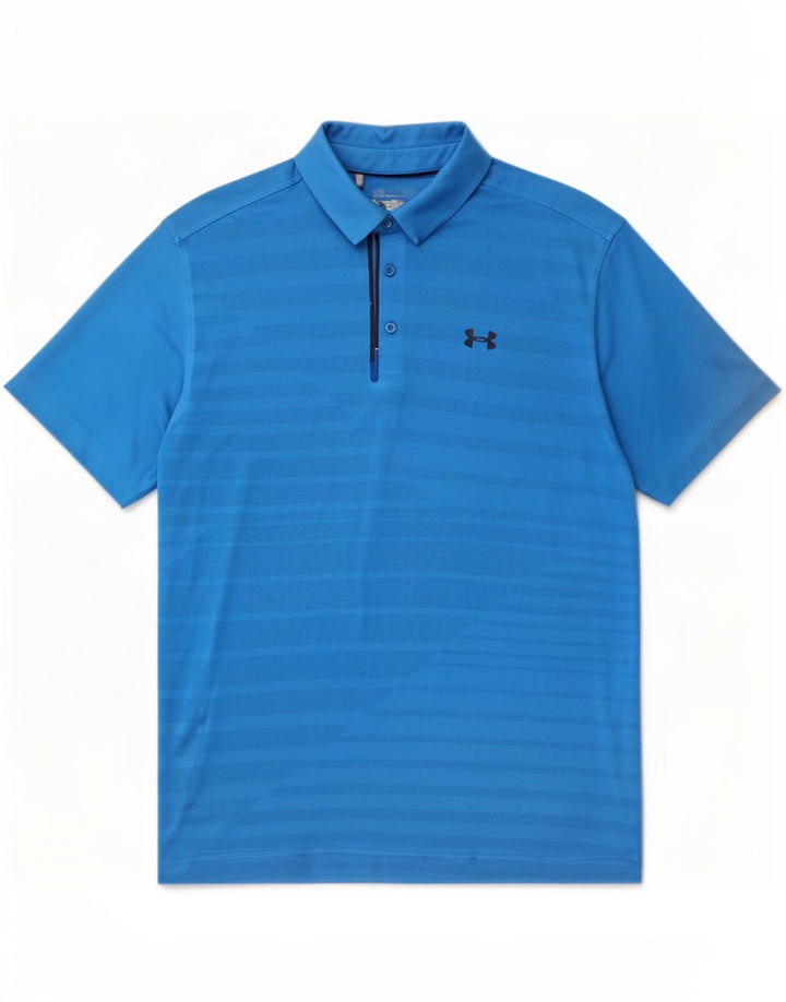 Under Armour Polo Heat Gear Homme Large Bleu Rayé Polyester
