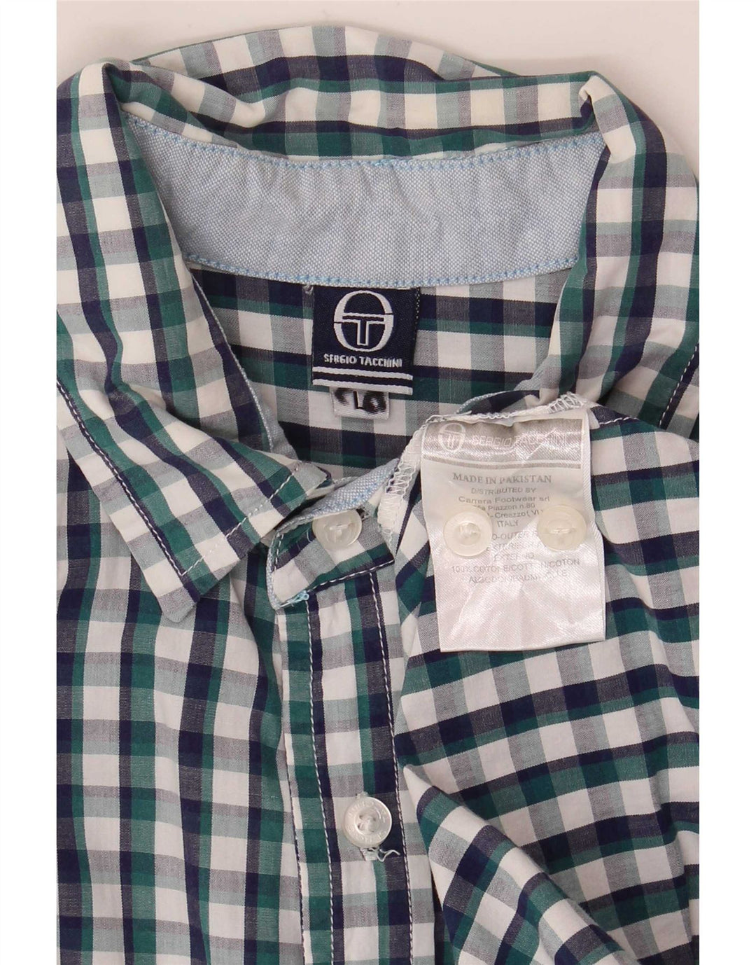 Sergio Tacchini Chemise à manches courtes pour homme en coton vichy bleu