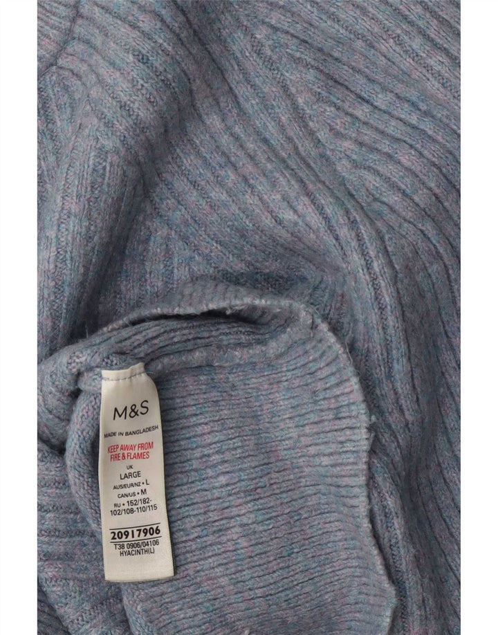 Marks & Spencer Pull col roulé pour femme UK 14 Large Bleu moucheté